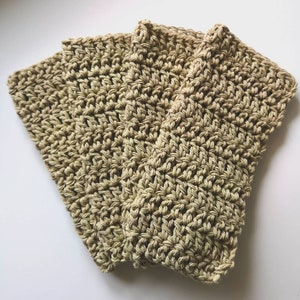 Set of 4 Cotton Dishcloths, Solid Colors, Crochet 100% Cotton Dishcloths, Hand Crocheted Jute