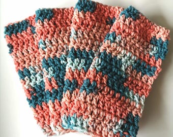 Dishcloths Crochet Cotton Multi Color Crochet Dishcloths Kitchen Essentials Gift Reusable Cloth Eco-friendly Cleaning Set of 4 Dishcloths