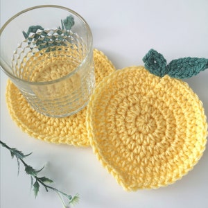 Lemon Coaster Set Crochet Lemons Table Decor for Lemon Lover Gift for Her Spring Lemon Decor for Housewarming Handmade Coasters Set of 2