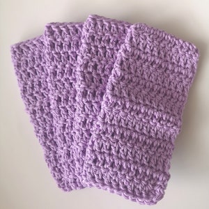 Set of 4 Cotton Dishcloths, Solid Colors, Crochet 100% Cotton Dishcloths, Hand Crocheted Lilac