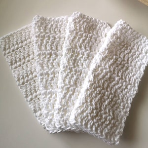 Set of 4 Cotton Dishcloths, Solid Colors, Crochet 100% Cotton Dishcloths, Hand Crocheted White