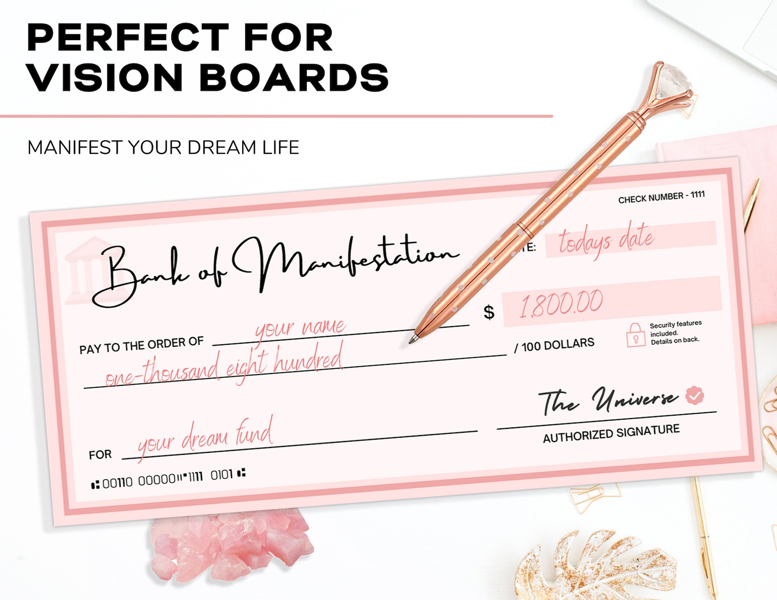 Printable Manifestation Checks Law of Attraction Money - Etsy Canada