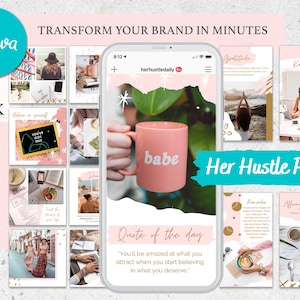 60x HER HUSTLE Instagram Template Bundle Canva, Instagram Stories, Social Media Templates, Insta Stories, Editable Story Templates