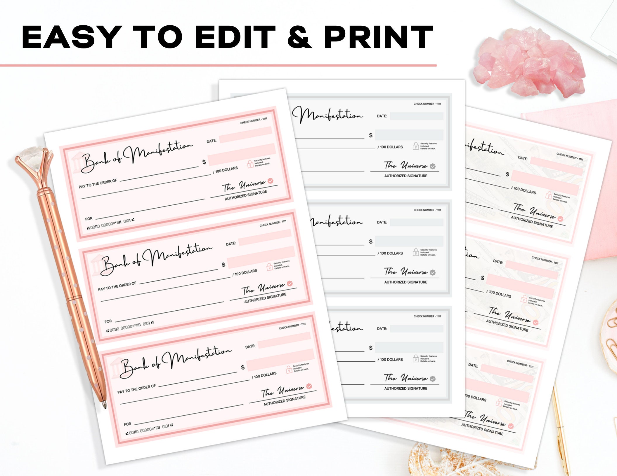 Manifestation Checks Printable Printable World Holiday