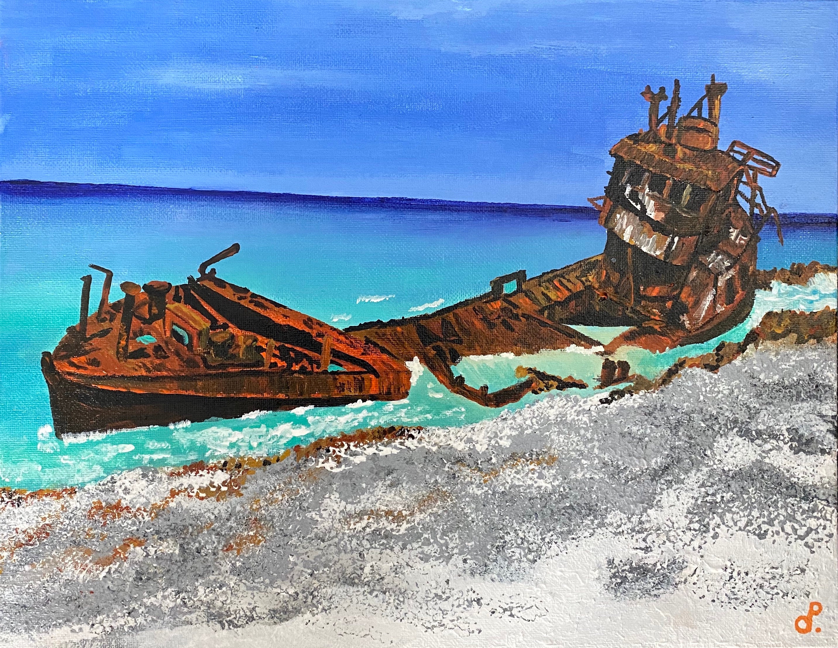 絵画 ビミニ島の難破船（原画） - Etsy 日本