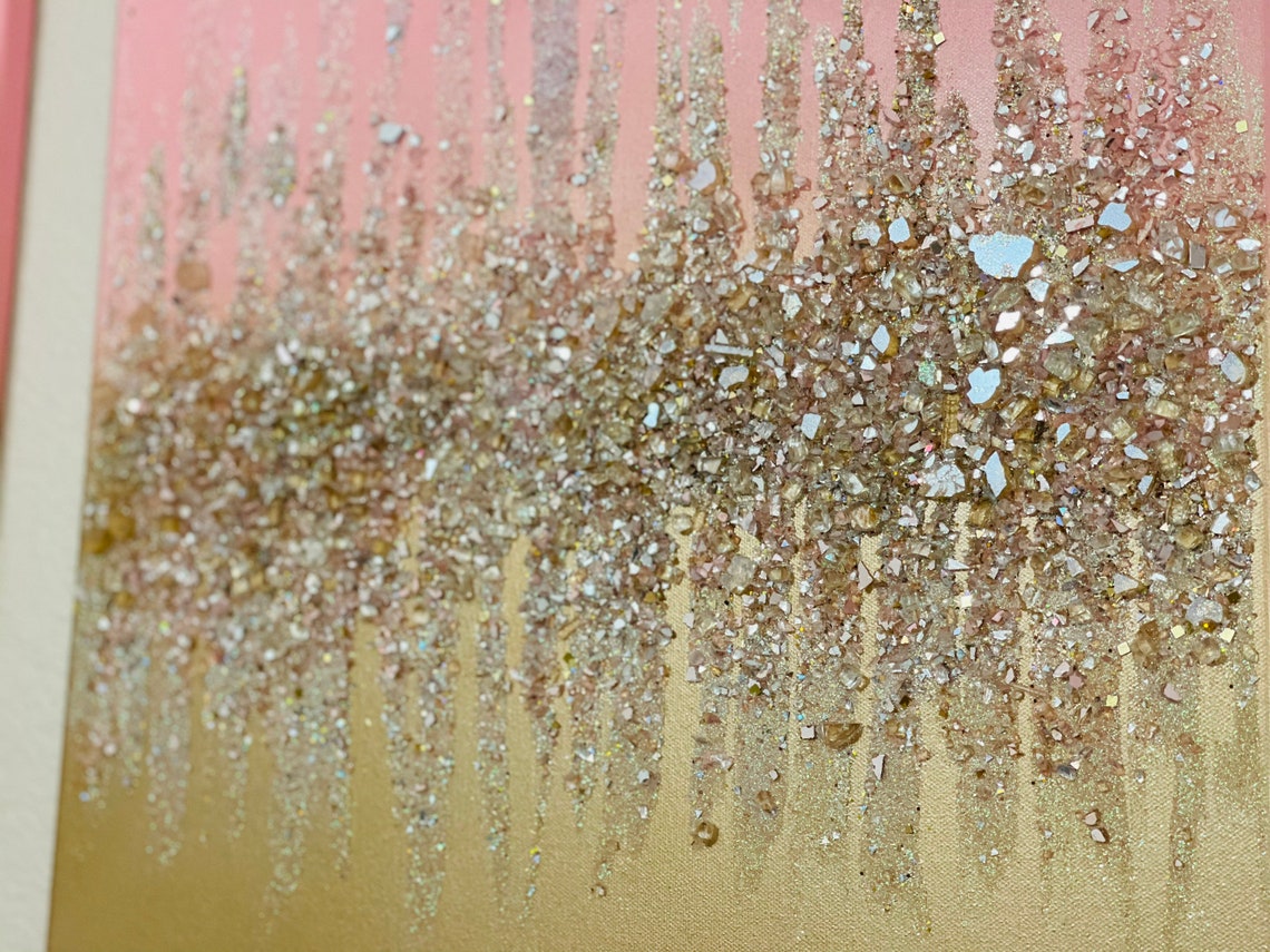 Blush Gold Bling Canvas Art Wall Decor Trio. Glam.Z Gallerie Etsy