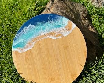 Epoxy Resin Cheese bamboo board/Ocean Wave Maui Style