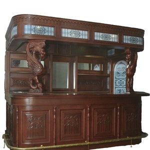 9 Ft. Oak Wood Cocktail Dragon Bar With Wooden Top – Bar 6406