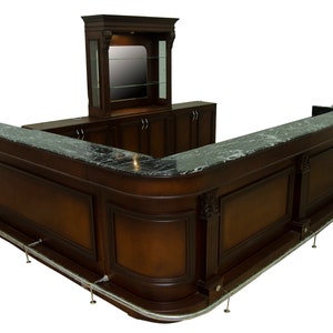 L-Shape Wooden Bar With Black Marble Top – Bar WNL125