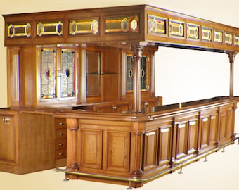 14ft Beechwood Cocktail Bar with Brass Footrest - Wooden Bar - Bar 272BE