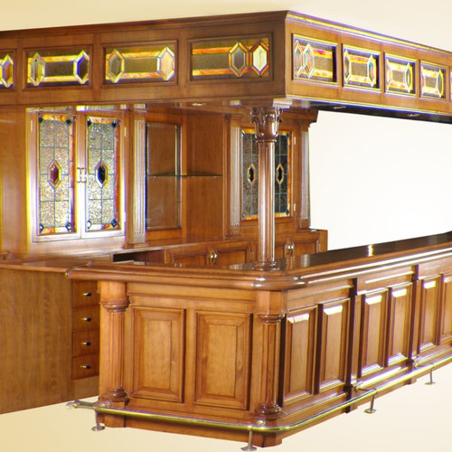 14ft Beechwood Cocktail Bar With Brass Footrest Wooden Bar Etsy