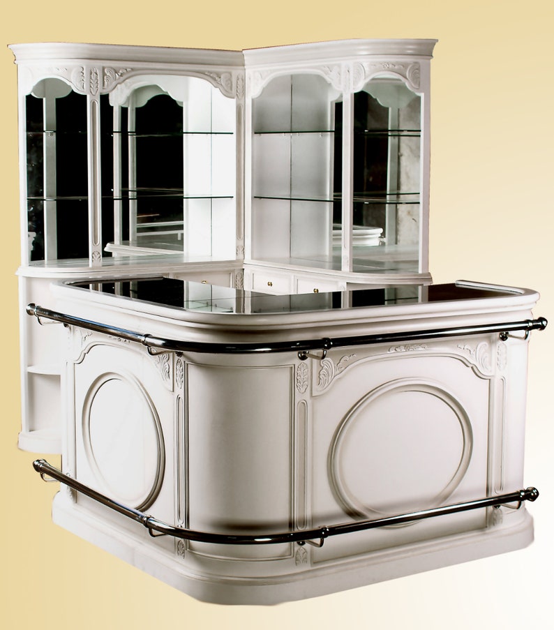 5.5 Ft Whitewash Bar Counter / Corner LShaped Home Bar Game Etsy