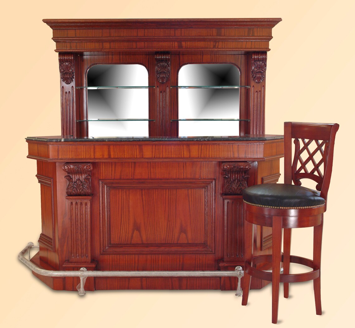 7ft Oak Wood Marble-top Custom Home Bar - Bar 246ANG - Etsy