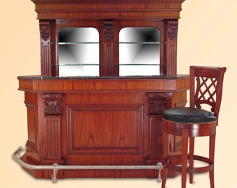 7ft Oak Wood Marble-Top Custom Home Bar - Bar 246ANG