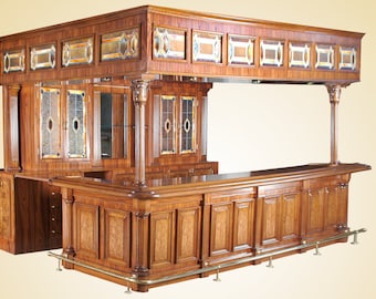 14ft Rosewood English Pub Bar with Brass Footrest - Bar 272BA