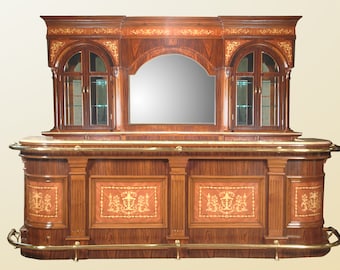 11.5 Ft. Beechwood / Marquetry Home Bar - Bar 248MARQ