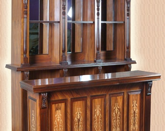 9ft Inlaid Beechwood Home Bar With Wooden Top - Basement Bar - Bar 254