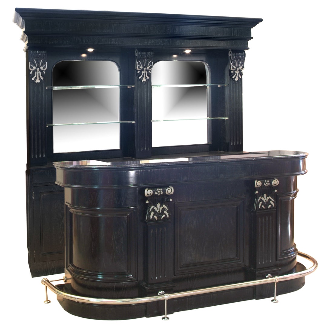 7ft Black Oak Wood & Marble Top Home Bar Wooden Bars Bar 246MOD Etsy