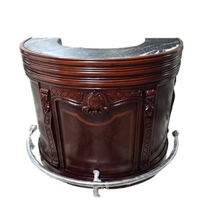 Small Half-Moon 4ft Home Bar With Marble Top – WNL102