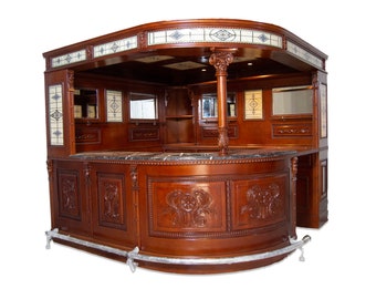 8.0 Ft. Canopy Oak Wood Cocktail Bar With Marble Top - Bar WNL63
