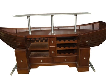 Rare Mahogany Pirate Ship Boat Cocktail Bar – Bar WNL56