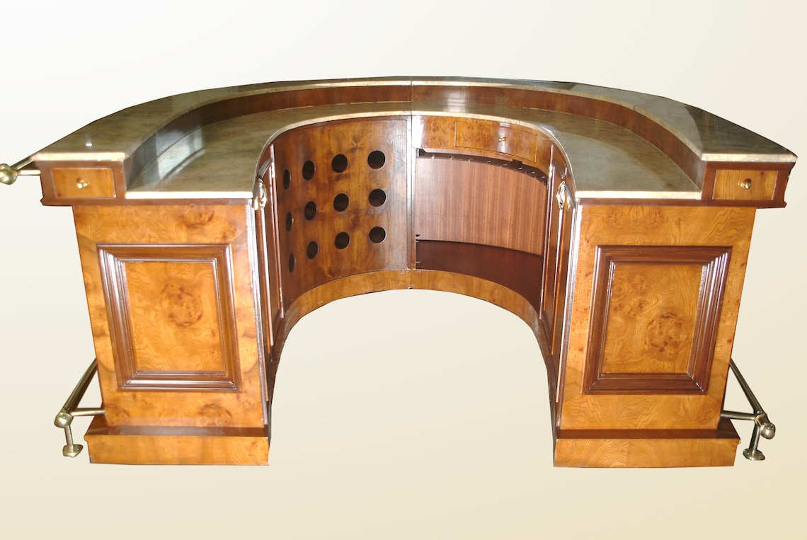 8ft. Beechwood & Veneer Horseshoe Bar Home Bar Bar Etsy