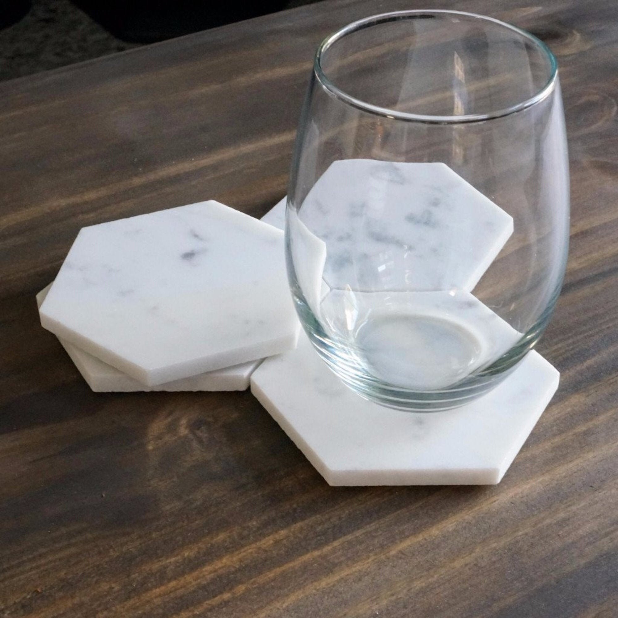 Sets of 6 Marble Style Coasters Drink Hexagon Coasters with Etsy