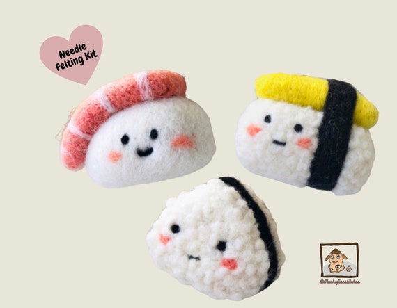 Sushi Salmon Tamago Egg Onigiri Diy Felting Kit Beginner Etsy
