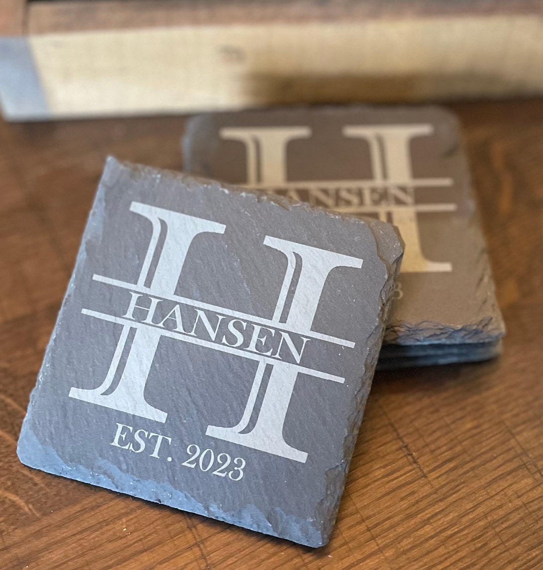 Monogram Tile Coasters Personalized Monogram Coasters, Drink Coasters, Coaster Set, Wedding ...