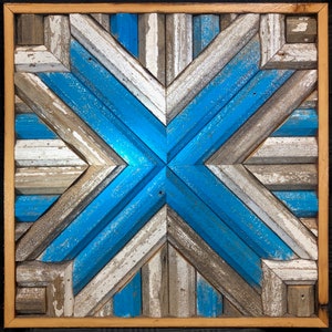 Teal Barn Wood Barn Quilt, Rustic Decor, 24x24 Barn Quilt, Farmhouse, Reclaimed Barn Wood