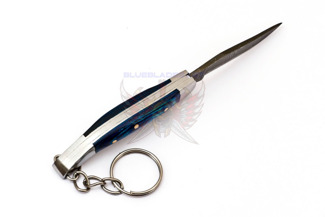 5.50 Forged Pocket Knife Keychain Damascus Steel Knife 