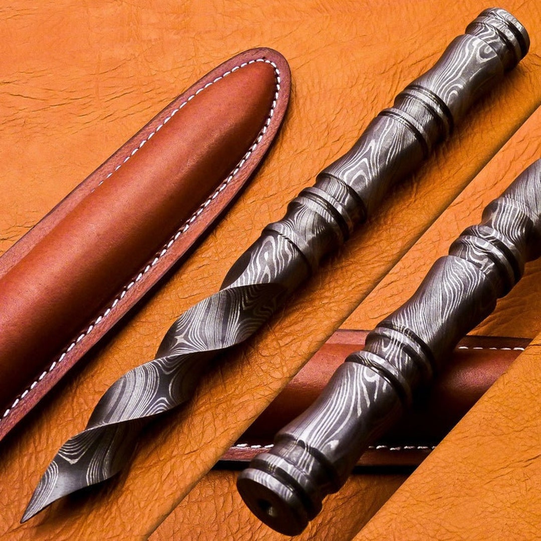 10 Damascus Fixed Blade Knife Tri Dagger Hand Etsy