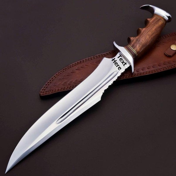 Personalized D2 Custom Steel Hunting Bowie Knife Fixed Blade, Gift for him, Father's day gift with Leather sheath 1082