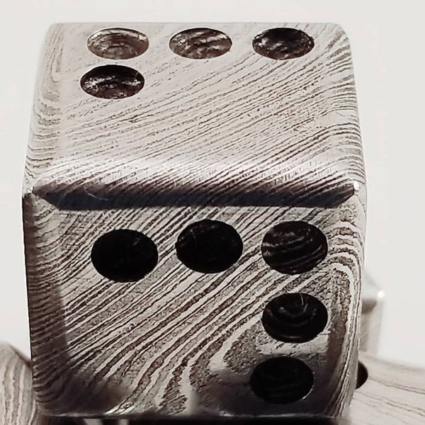 16MM Damascus Steel Dice, 23 Dollar per Die / Hand Forged Steel / Damascus Steel / Six Sided Iron / Game Dice / Larp / Gamer Gift