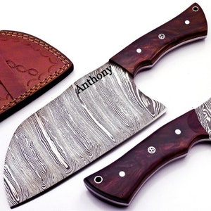  Cuchillos de cocina profesionales hechos a medida de acero de  Damasco, 5 piezas de cuchillos de cocina de chef profesional con  picadora/cuchilla con estuche de bolsillo, bolsa de rollo de cuchillo