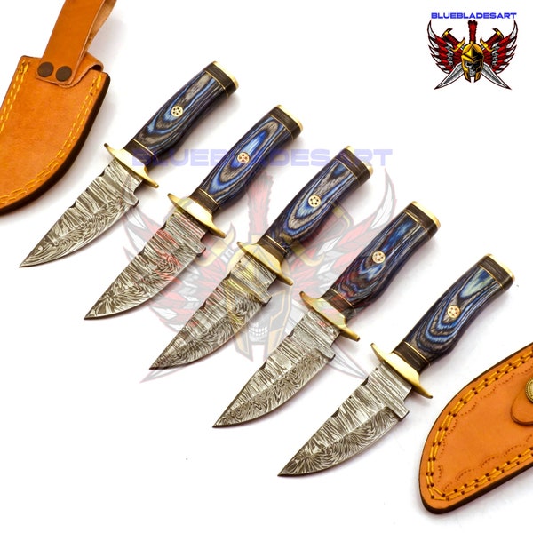 Personalisierte Groomsmen Damaskus Stahl Jagdmesser Griff aus Holz Bestes Messer für ihn, Groomsman Messer mit Abdeckungen, Groomsman Gift