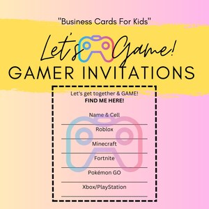 Pack de cartes de visite pour la classe pour enfants - Invitations de joueur « Let's Game »