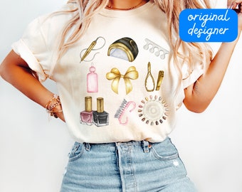 artista de unhas png estética tecnologia de unhas coquete design de camisa esteticista moderno cosmetologia feminino preppy temporada sublimação download digital