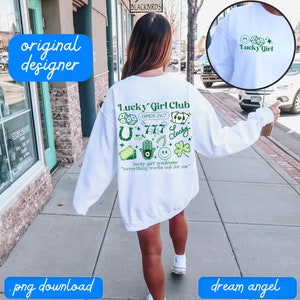 lucky girl png lucky girl syndrome angel number shirt design st. patrick&#39;s day vibes lucky charm feeling lucky sublimation digital download