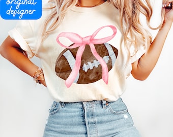 football and bows png coquette aesthetic preppy mama gameday sports design trendy social athletic club girly sublimation digital download