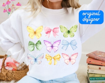 papillon png cottagecore papillons girly boho fleurs sauvages coquette esthétique ère fille douce noeud rose printemps sublimation téléchargement numérique