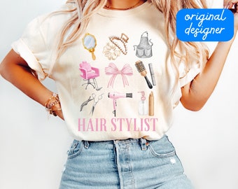 hairstylist png aesthetic hairdresser coquette shirt design trendy esthetician cosmetology girly preppy season sublimation digital download