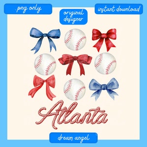 atlanta baseball png baseball and bows georgia game day sidelines era baseball team design social club summer sublimation digital download