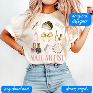 nail artist png aesthetic nail tech coquette shirt design trendy esthetician cosmetology girly preppy season sublimation digital download