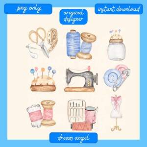 sewing png aesthetic sewing girls club watercolor doodle sewing dressmaking tailor sewing hobby crafting shirt sublimation digital download image 3