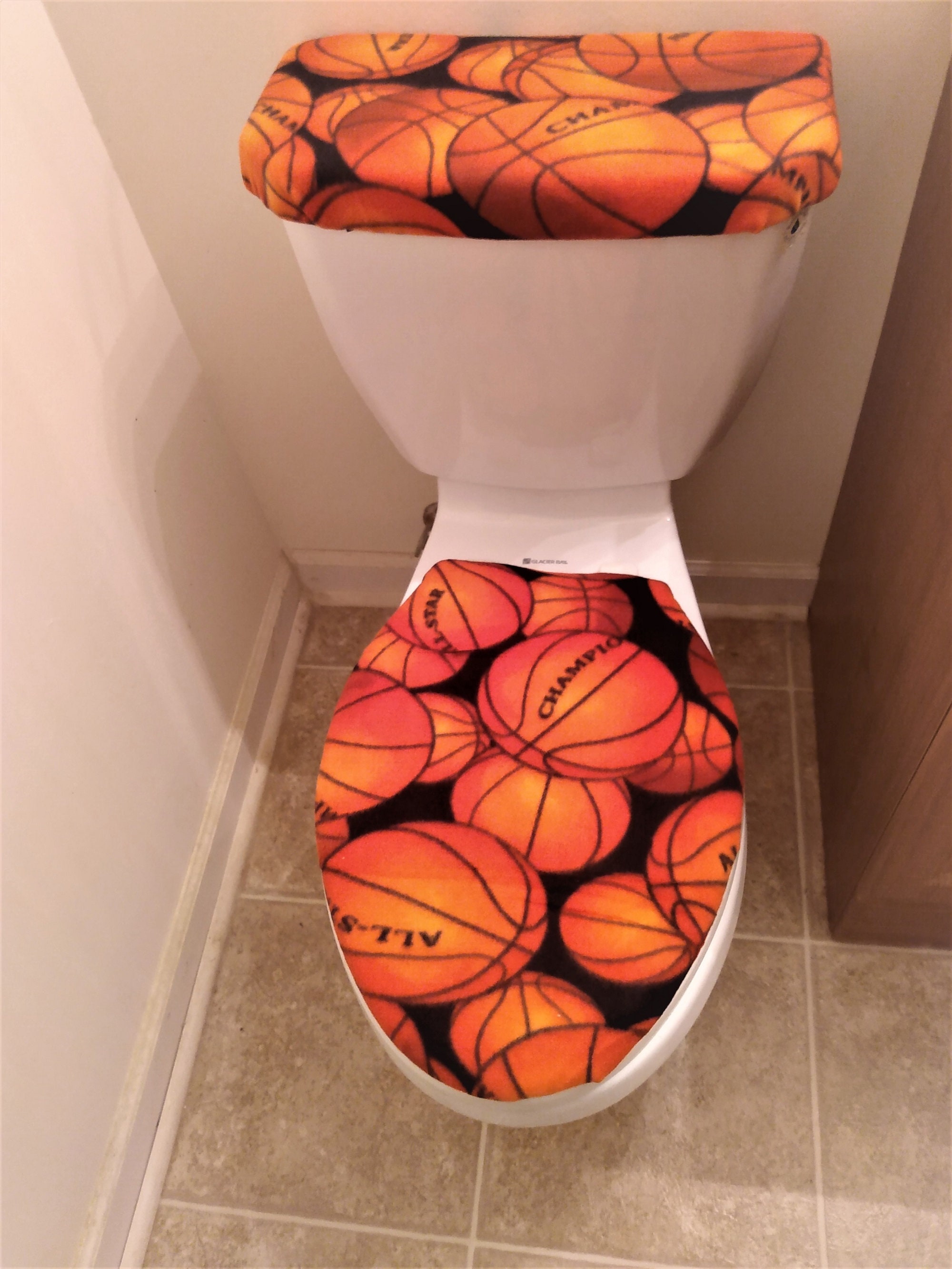 Basketball Fleece Toilet Lid & Tank Cover Set Etsy