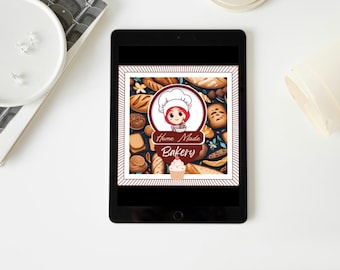 Bewerkbaar (doe-het-zelf), afdrukbaar bakkerijlogo, direct digitaal downloaden