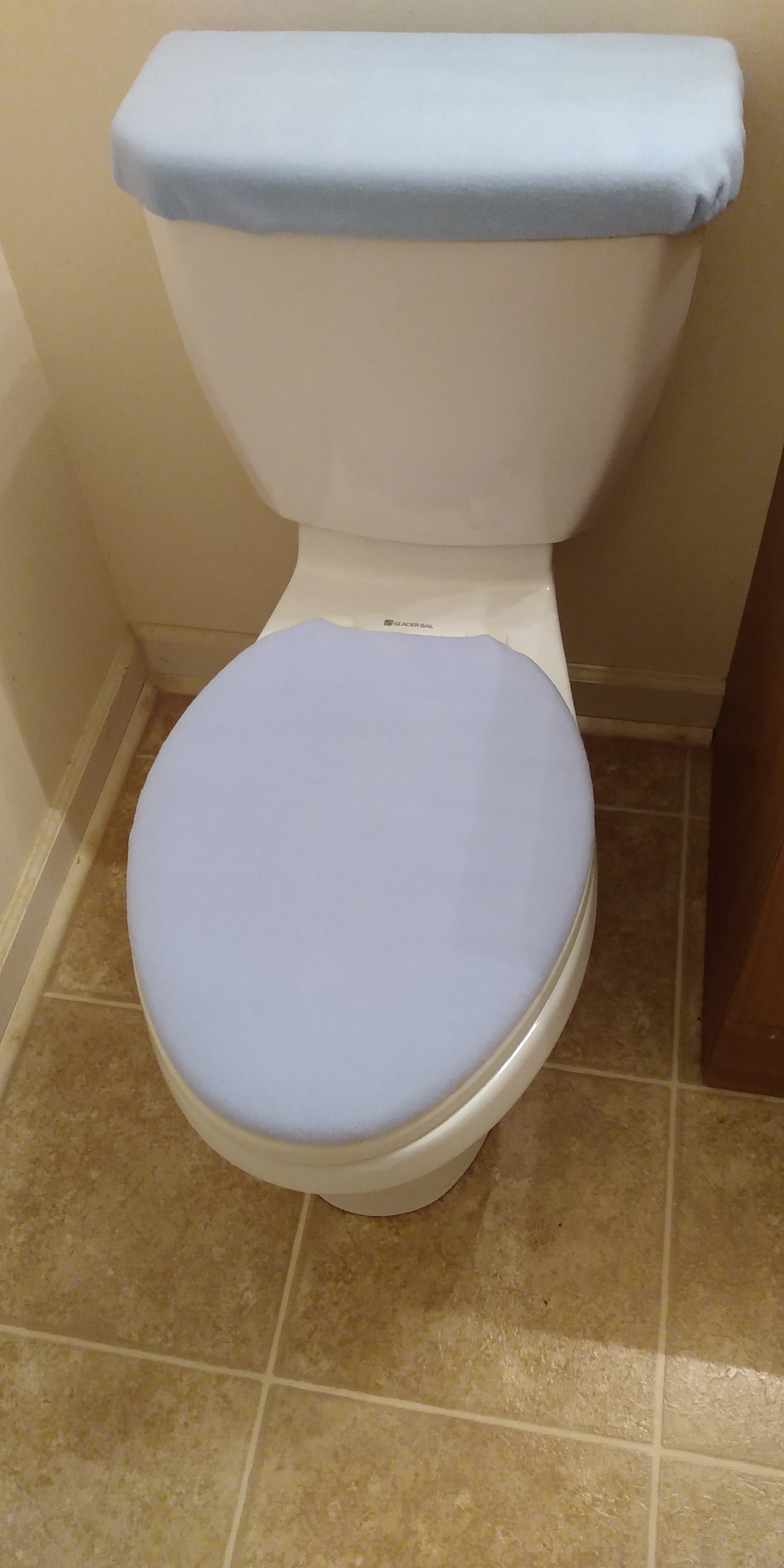Light Blue Solid Fleece Toilet Lid and Tank Top Cover Set Etsy