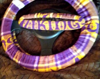 Set Minnesota Vikings (plaid) fleece stuurwiel en achteruitkijkspiegel