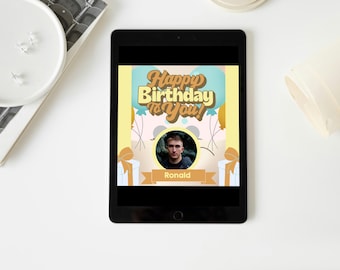 Bewerkbaar (doe-het-zelf), Happy Birthday-kaart afdrukbaar, Instant digitale download